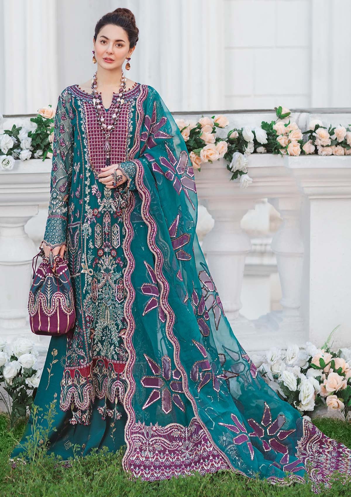 The Secret Garden By Nureh Embroidered Chiffon Suits Unstitched 3 Piece NU22SG NL-29 - Luxury Formal Collection