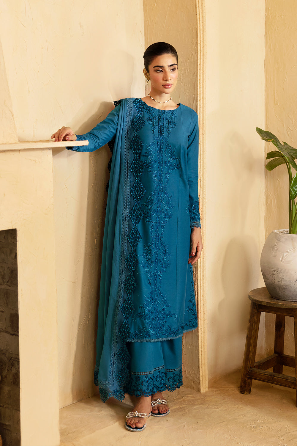 Azure Embroidered Suit Unstitched 3 Piece AZU24PC 61 Marine Whisper - Luxury Collection-