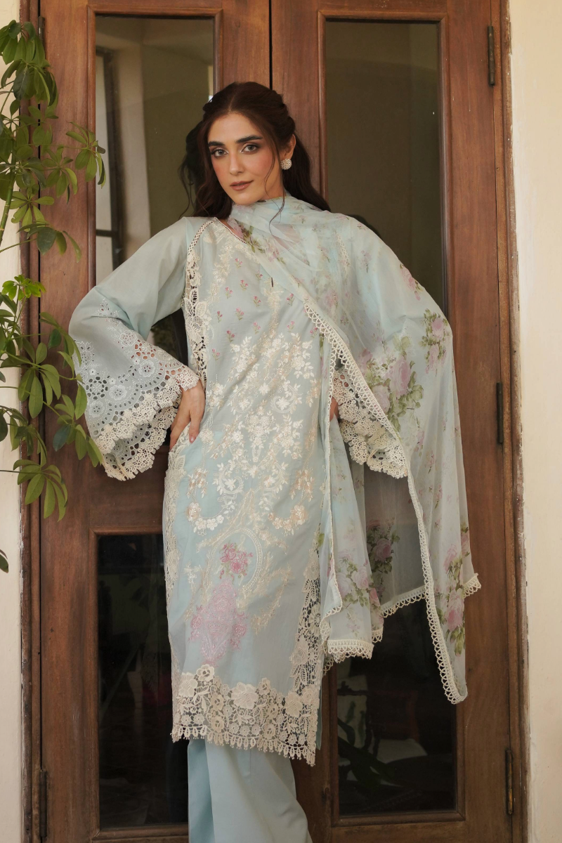 Manara Embroidered Lawn Suit Unstitched 3 Piece MNA24L ML-10 Parishay - Luxury Collection