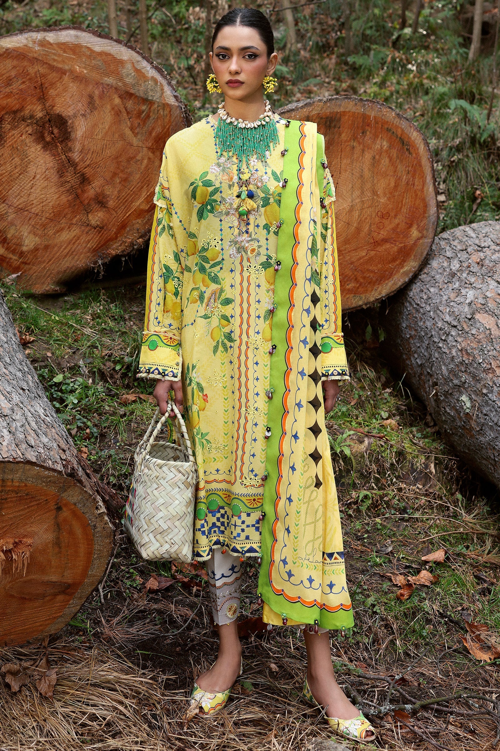 Zaha By Khadijah Shah Embroidered Lawn Suits Unstitched 3 Piece ZL25NL D-04 A Dahlia - Summer Collection