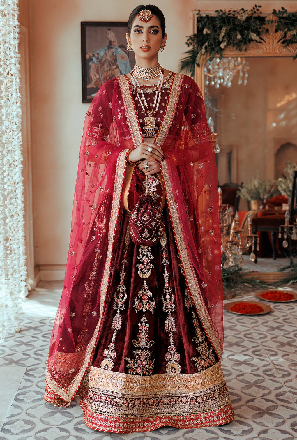 Noor By Saadia Asad Embroidered Raw Silk Suits Unstitched 3 Piece NSA22WD D3 Banafsheh - Wedding Collection-