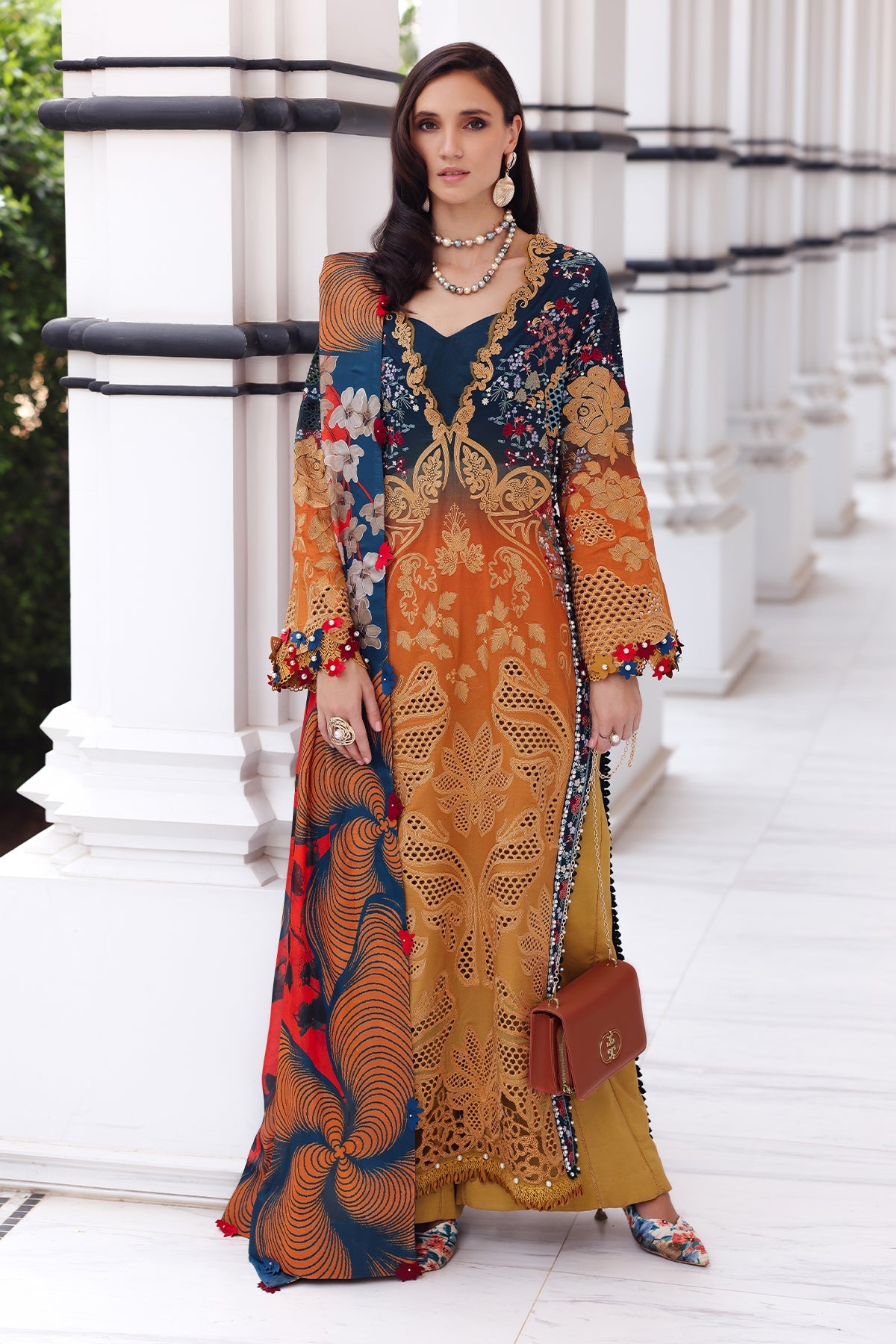 Afrozeh Embroidered Lawn Suits Unstitched 3 Piece AF25UL25 D-09 Halacy - Luxury Collection