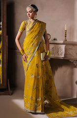 Mallika Jaan by Bushra Paracha Unstitched Embroidered Tusel Silk Saree – MARJAAN