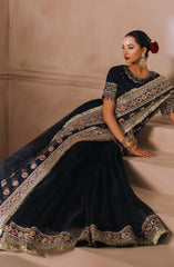Mallika Jaan by Bushra Paracha Unstitched Embroidered Tusel Silk Saree – SAL JAAN