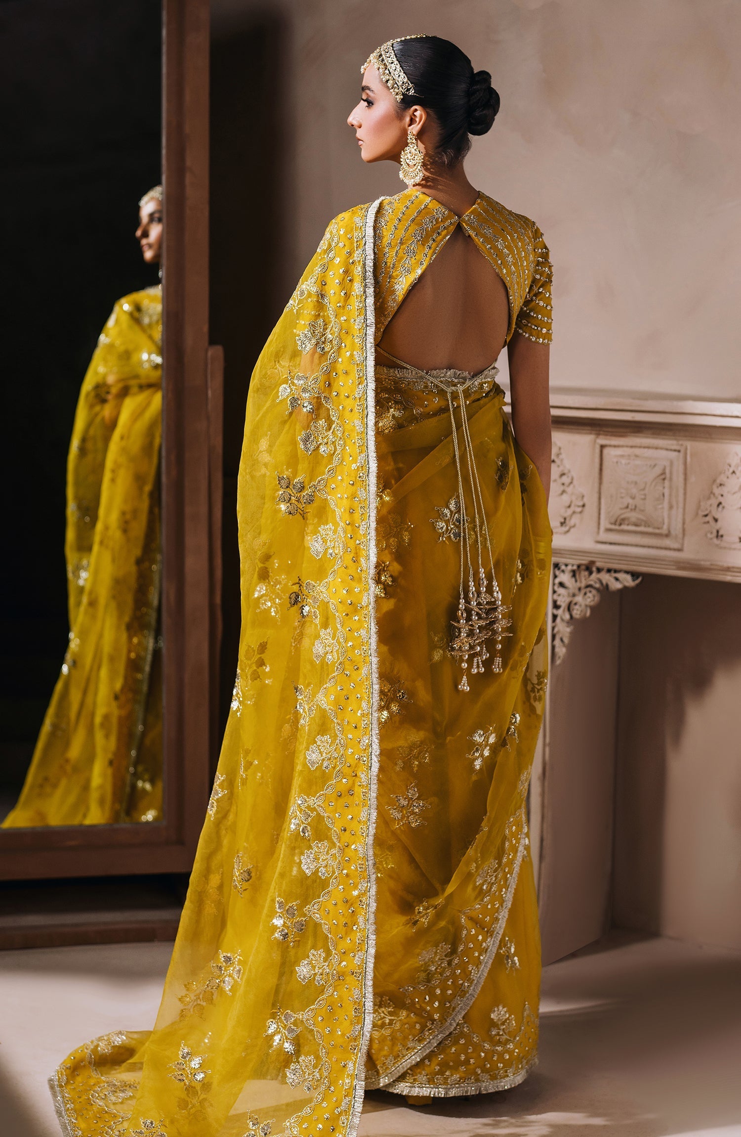 Mallika Jaan by Bushra Paracha Unstitched Embroidered Tusel Silk Saree – MARJAAN