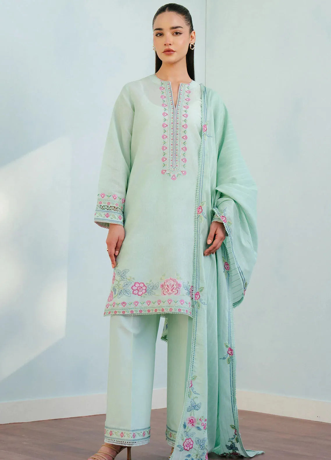 Coco By Zara Shahjahan Embroidered Jacquard Suits Unstitched 3 Piece CZS25L D9A Indi - Summer Collection