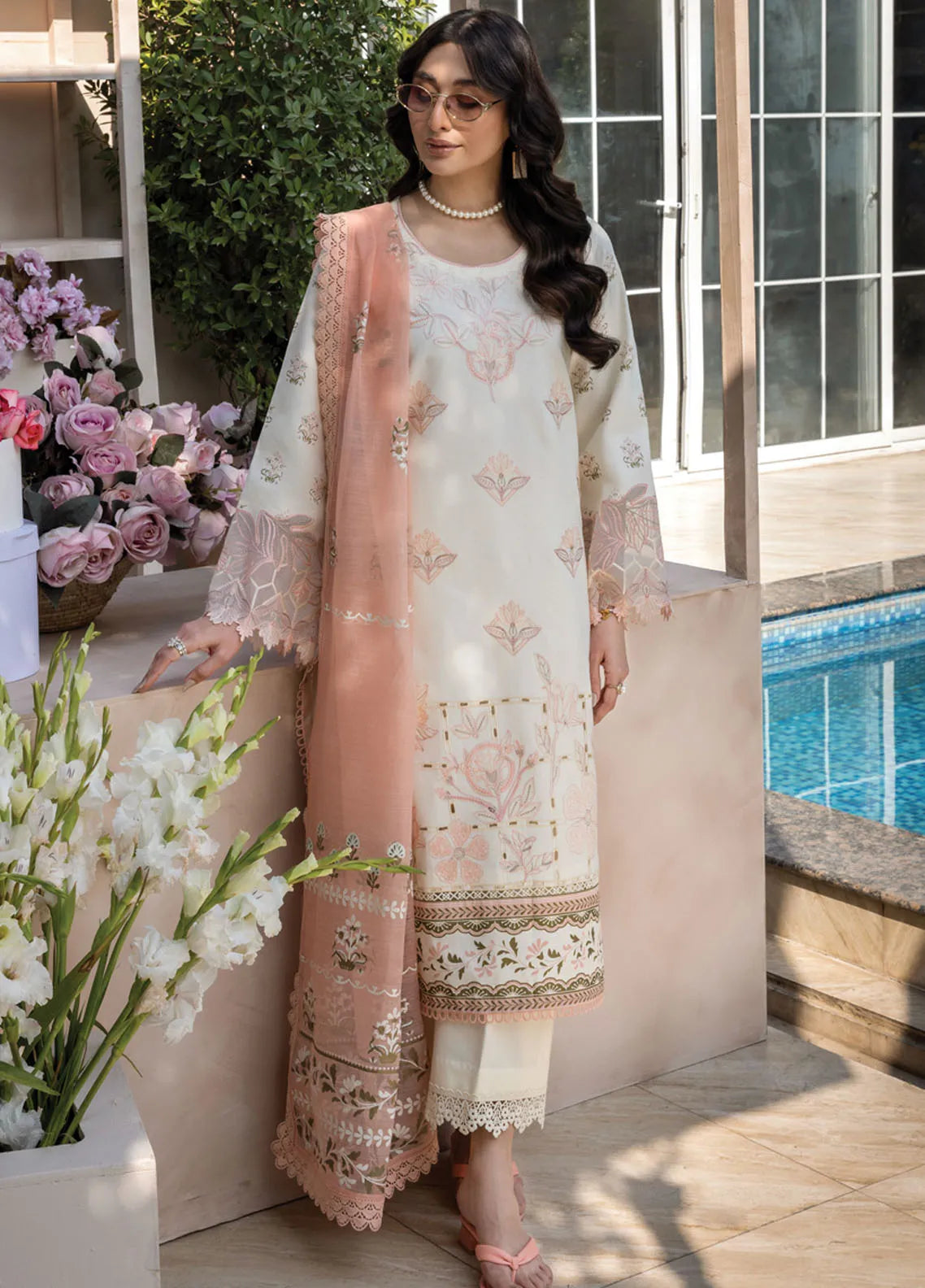 Rang Rasiya - Florence Embroidered Lawn Suit Unstitched 3 Piece RR25F D-14 Miraal - Summer Collection