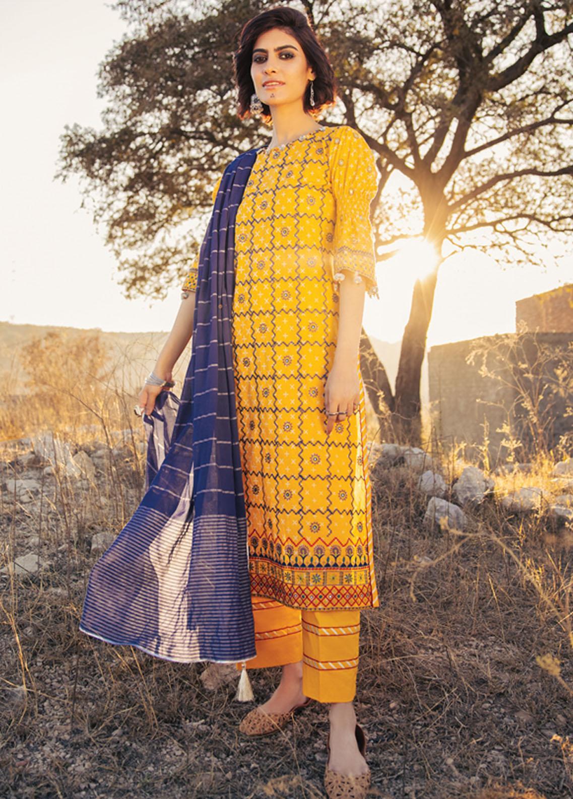 Lakhany (LSM) - Unstitched 03 Piece Spring Embroidered Collection - FEC-9022