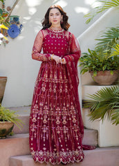Noor By Azzal Embroidered Net Suits Unstitched 4 Piece AZZ23N D-03 Gulaab - Luxury Collection