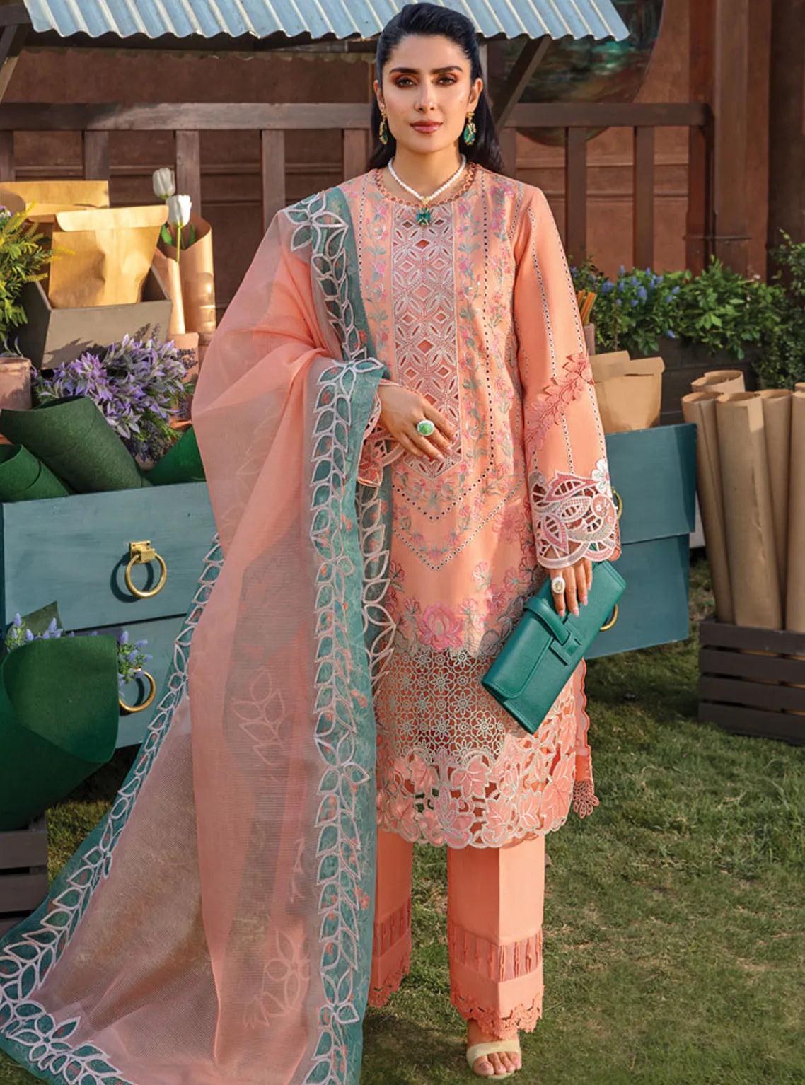 Rang Rasiya Embroidered Lawn Suits Unstitched 3 Piece RR24PE D-03 Rania - Summer Eid Collection-