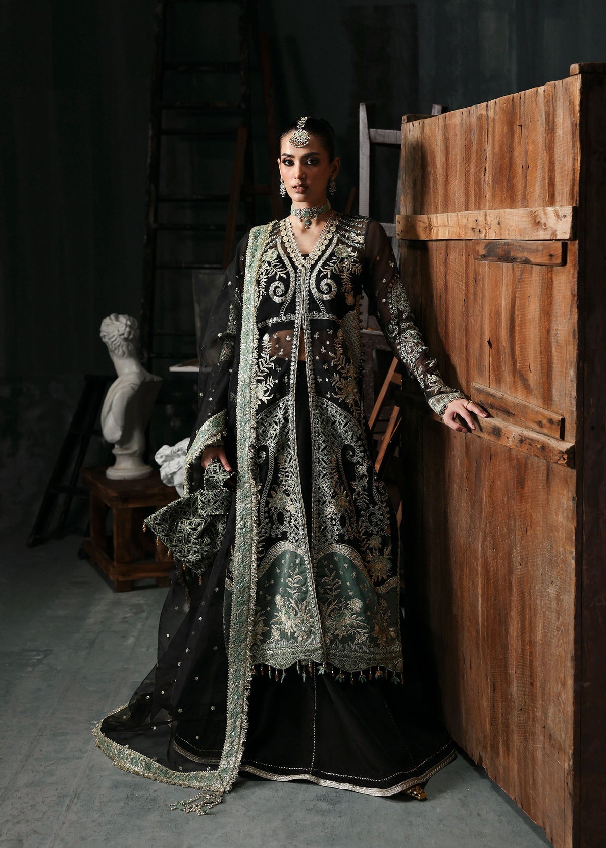 Sardinia Wedding Embroidered Organza Suits Unstitched 3 Piece D-1201 Lumen – Formals Collection