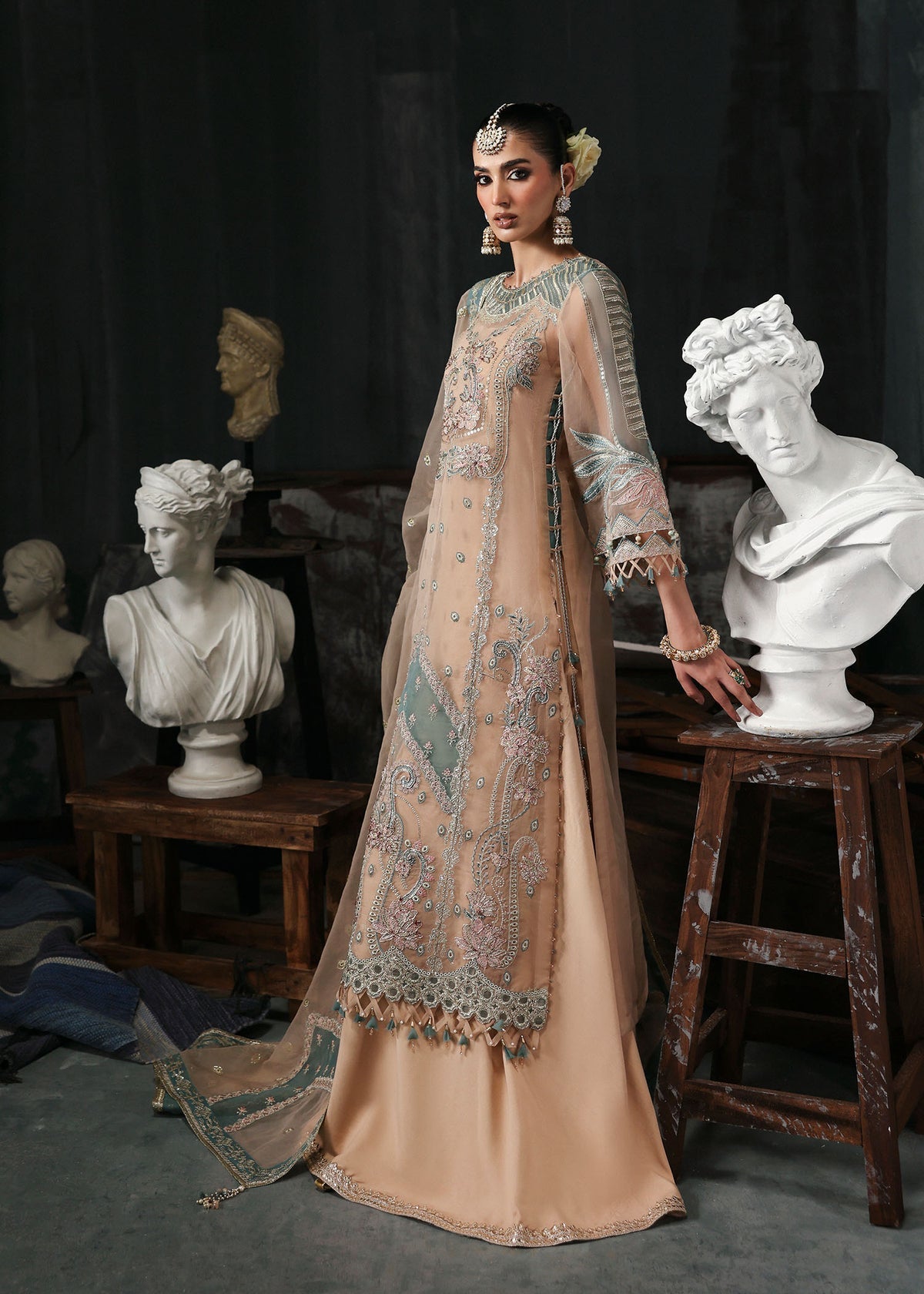 Sardinia Wedding Embroidered Organza Suits Unstitched 3 Piece D-1204 Nova – Formals Collection