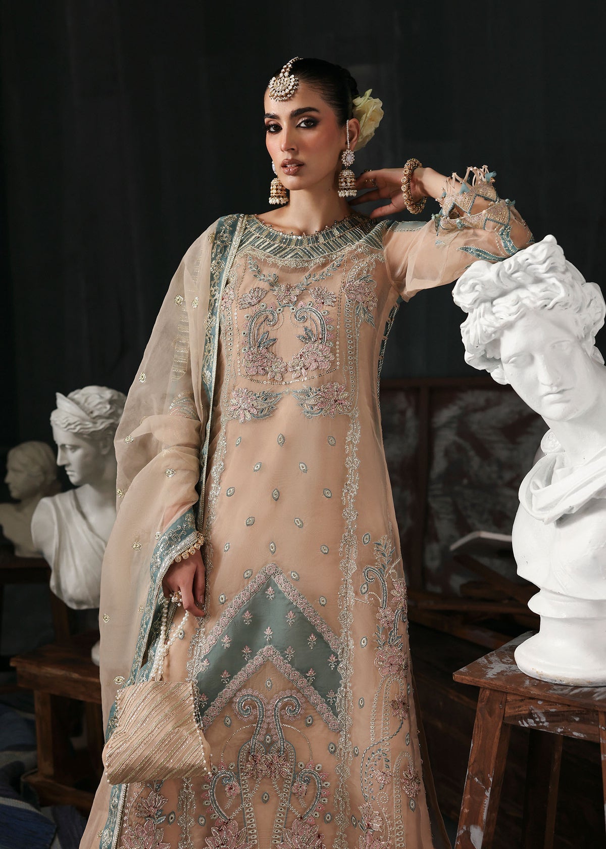 Sardinia Wedding Embroidered Organza Suits Unstitched 3 Piece D-1204 Nova – Formals Collection