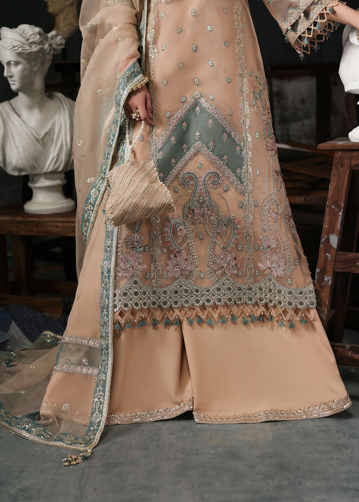 Sardinia Wedding Embroidered Organza Suits Unstitched 3 Piece D-1204 Nova – Formals Collection