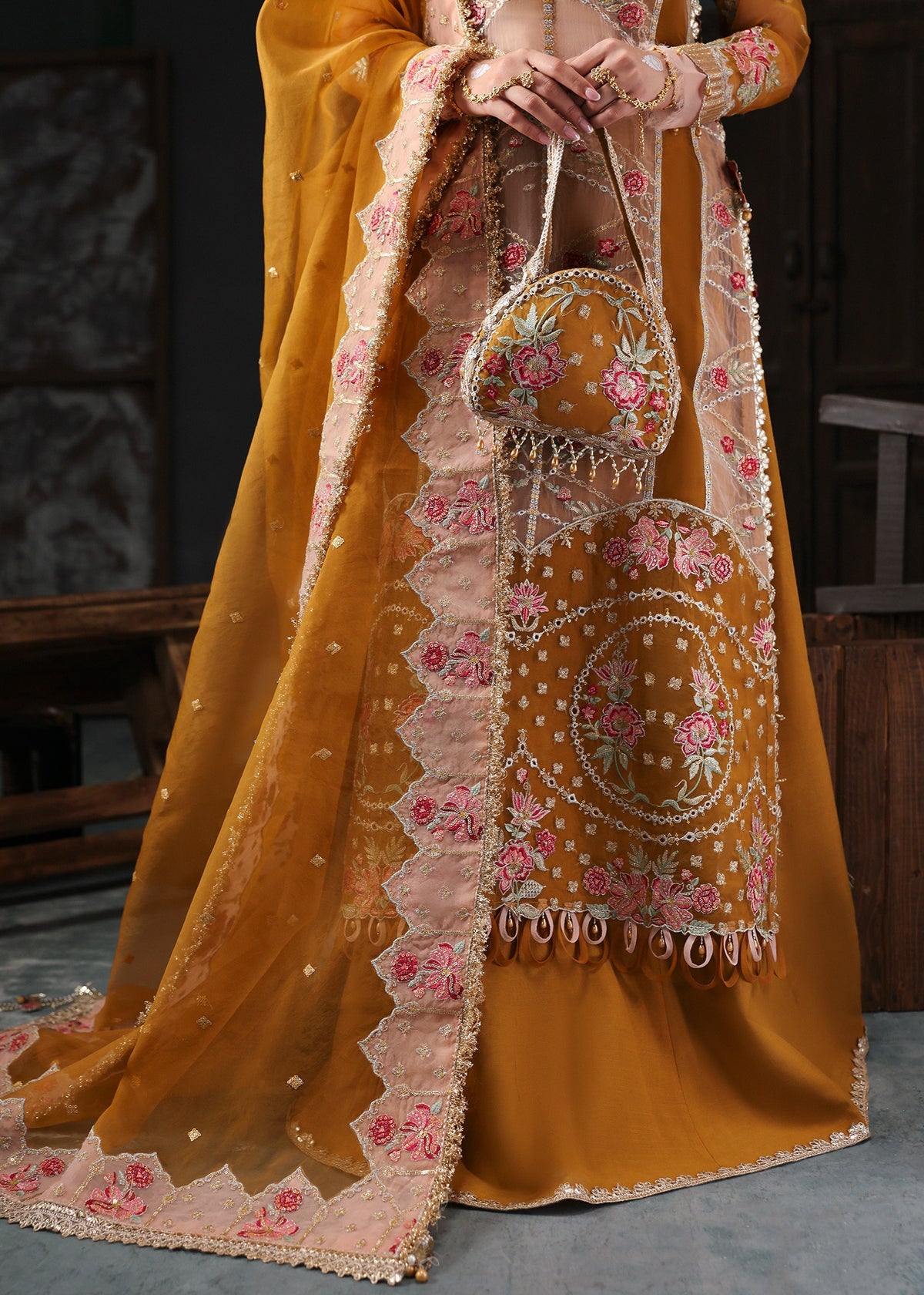 Sardinia Wedding Embroidered Organza Suits Unstitched 3 Piece D-1203 Elena – Formals Collection
