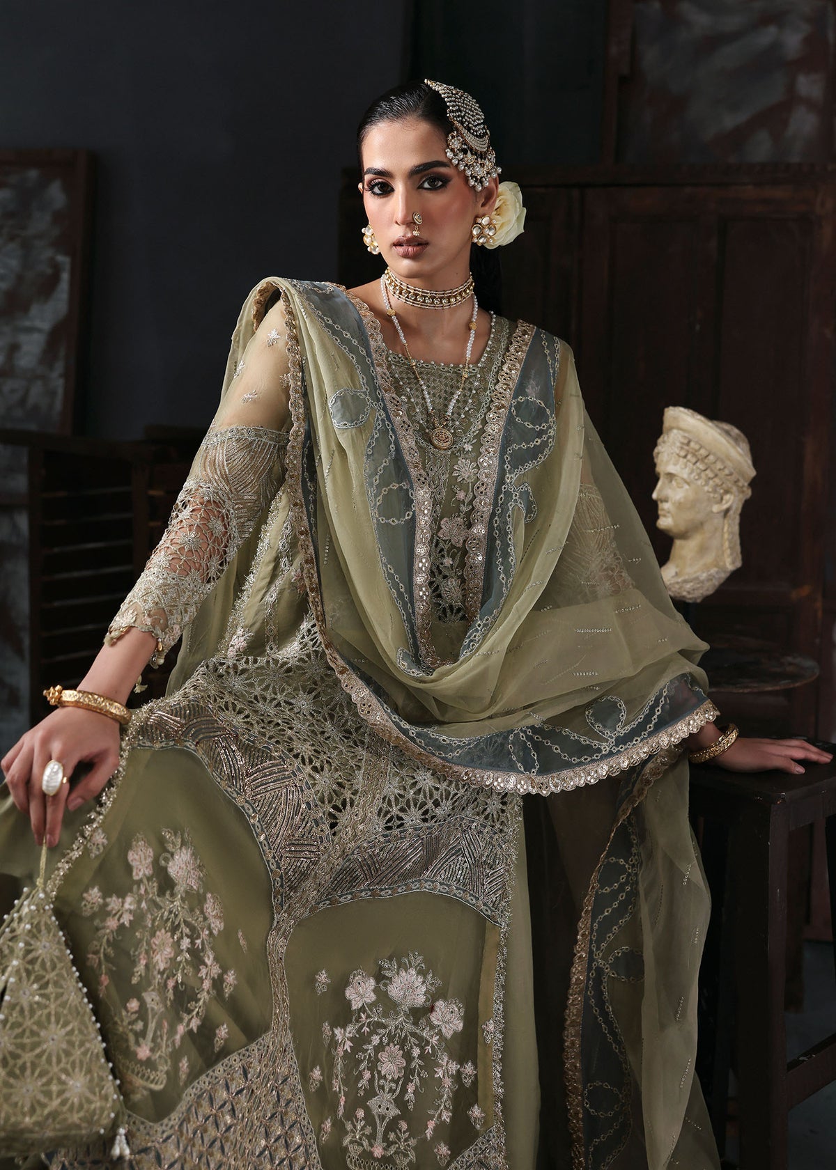 Sardinia Wedding Embroidered Organza Suits Unstitched 3 Piece D-1206 Inara – Formals Collection